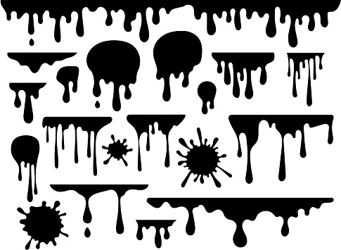 Ink blots and drips vector set isolated on white background