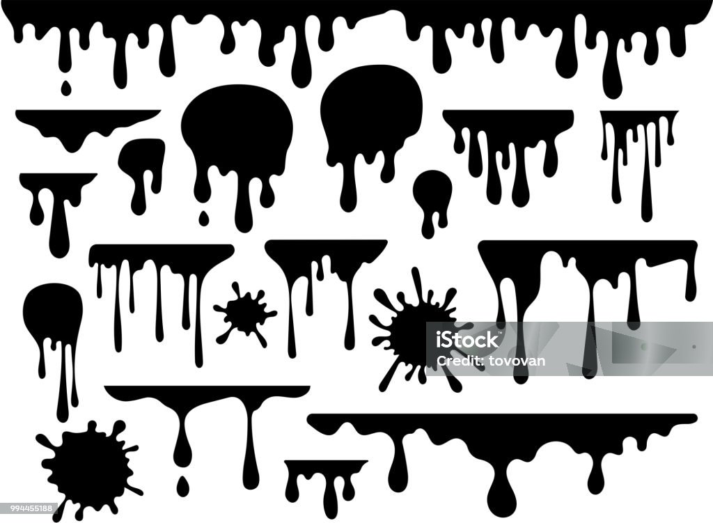 Ink blots and drips vector set isolated on white background Vector illustration Drop stock vector