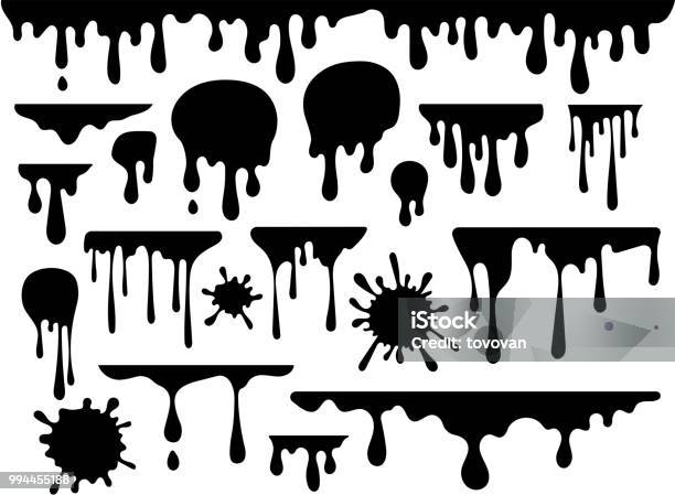 Ink Blots And Drips Vector Set Isolated On White Background Stock Illustration - Download Image Now