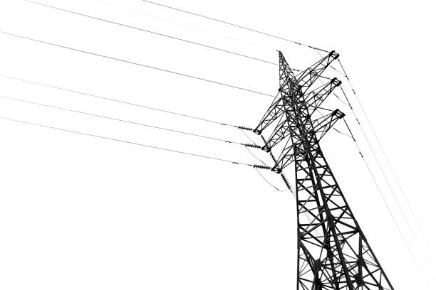 istock High voltage post or High voltage tower isolated on white background 994470958