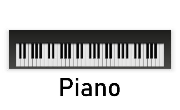 Set Of Piano Keys In Illustration Black And White Stock Illustration -  Download Image Now - Cartoon, Illustration, Jazz Music - iStock