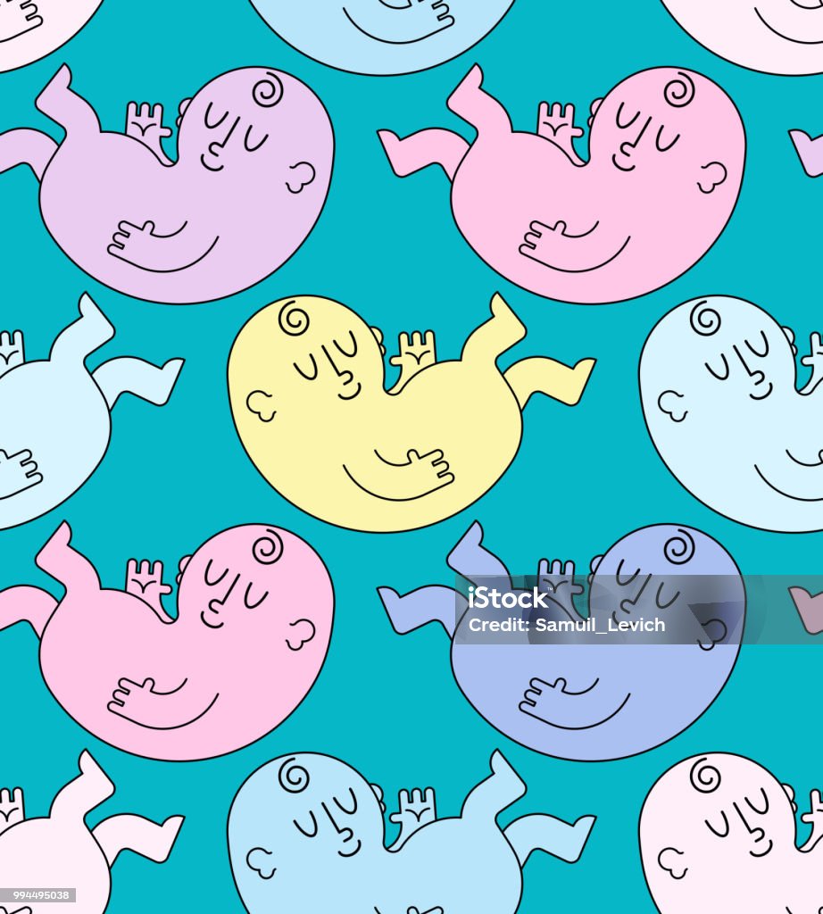 Newborn Pattern Vector Newborn Baby Pattern Seamless Embryo Background Vector Illustration ...