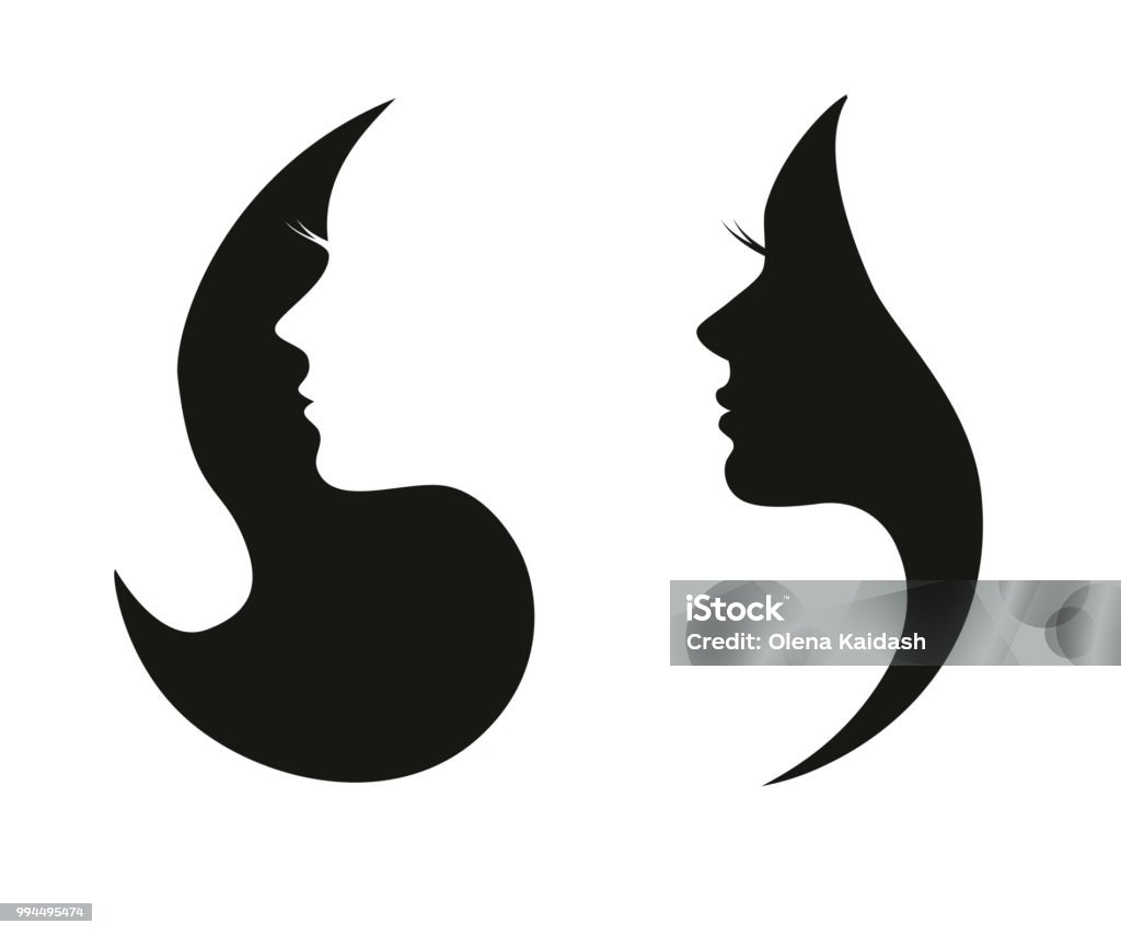 female silhouette icon Beautiful woman silhouette, profile beauty illustration vector Women stock vector