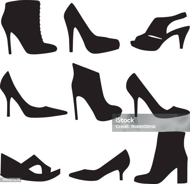 High Heel Shoe Icon Set Stock Illustration - Download Image Now - High Heels, Vector, Pump - Dress Shoe