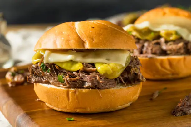 Homemade Mississippi Pot Roast Sandwich with Cheese