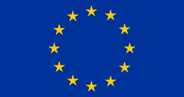 значок дизайна флага ес - флаг европейского союза stock illustrations