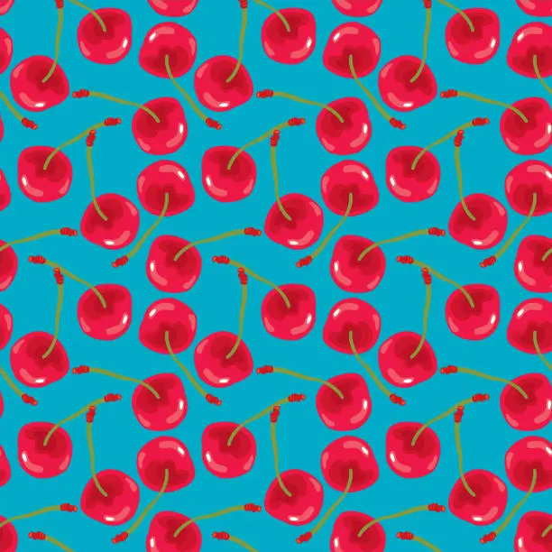 Vector illustration of Red Cherries Seamless Pattern