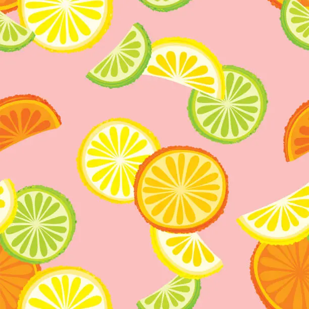 Vector illustration of Citrus fruits seamless pattern
