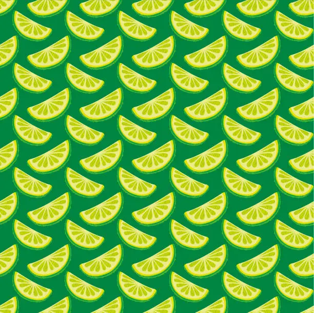 Vector illustration of Limes. Citrus fruits seamless pattern