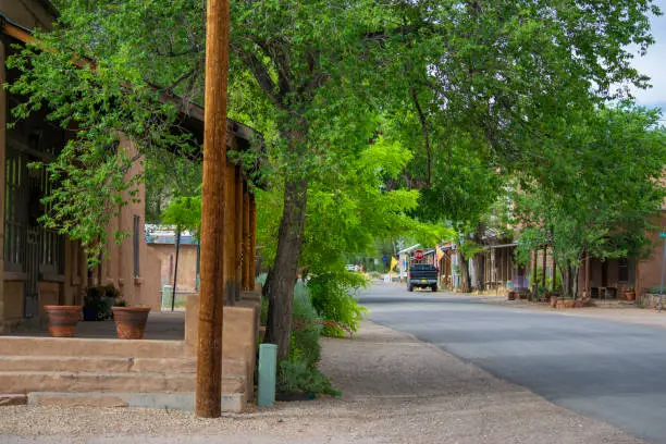 The main street in the ghost town of Cerrillos, New Mexico on the Turquoise Trail.