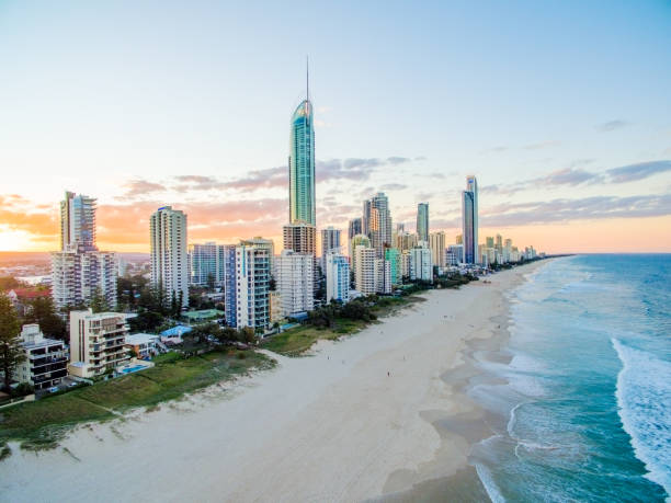 istock Surfers Paradise skyline aerial image at sunset 994605236