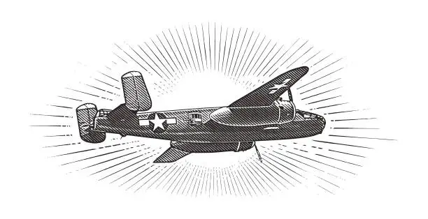 Vector illustration of WW2 Mitchell B-25 Medium Bomber