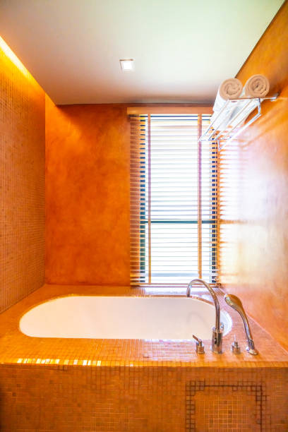 istock Bathtub decoration in bathroom interior 994618420