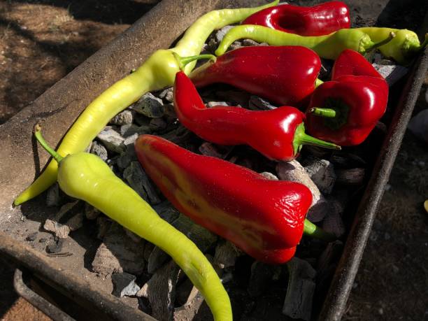 istock red and green peppers on barbecue 994618628