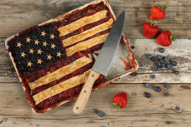 istock American Flag Pie, Knife And Fresh Berries. 994629692