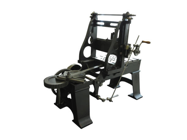 istock Vintage old and powerful industrial metalworking machine isolated over white 994652442
