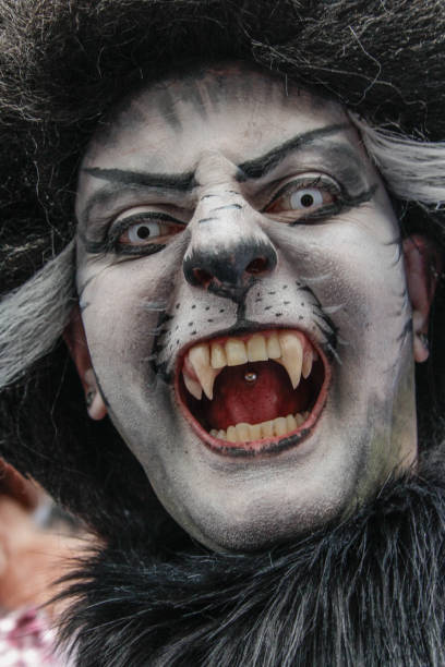 person dressed such as a cat in gay pride parade sao paulo 2018 - editorial vertical homosexual people imagens e fotografias de stock