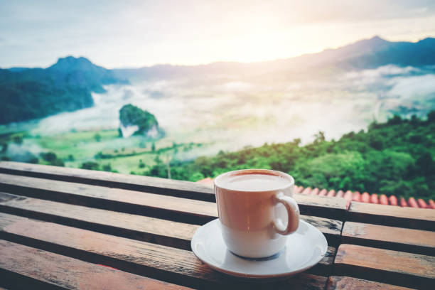 istock Cup of coffe on table Bar counter 994672260