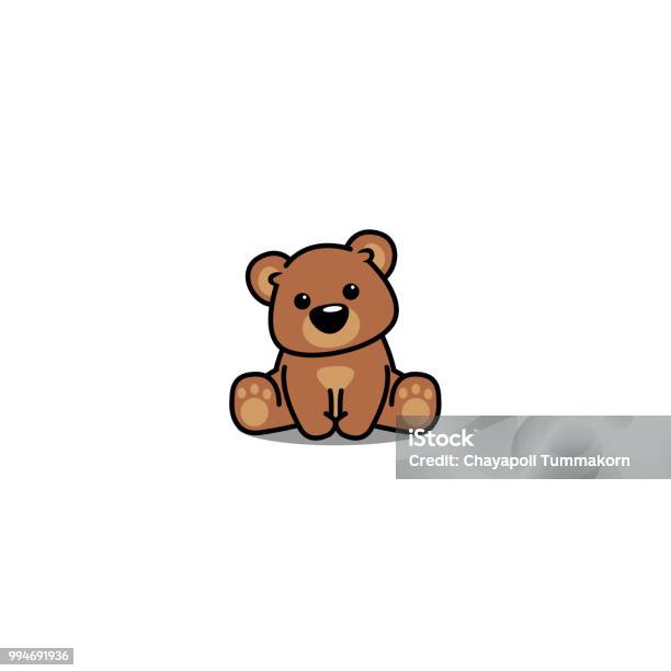 Cute Bear Sitting Vector Illustration Stock Illustration - Download Image Now - Bear, Cute, Cartoon