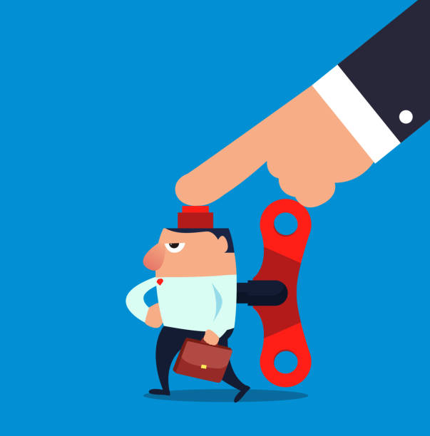 istock Giant pressed the start button of the businessman 994730382