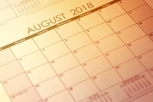 istock Simple August 2018 calendar. Week starts from Sunday. Toned image. 994740516