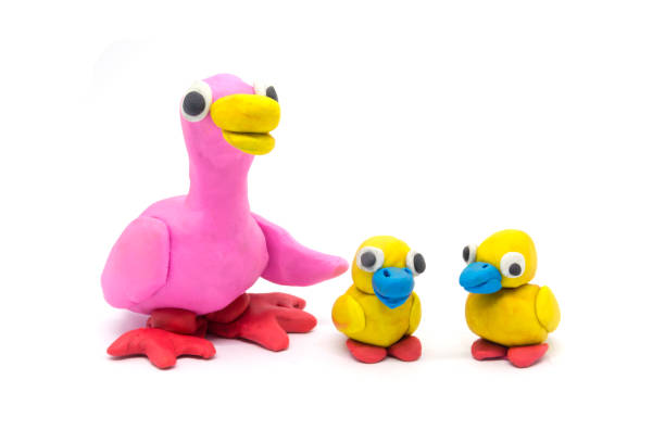 istock Play dough Duck mather and son on white background 994748432