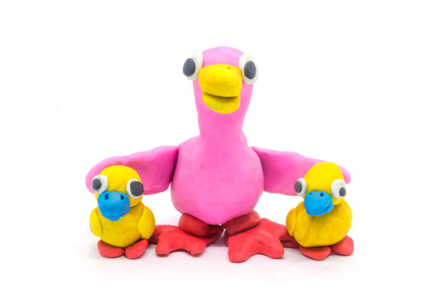 istock Play dough Duck mather and son on white background 994748438