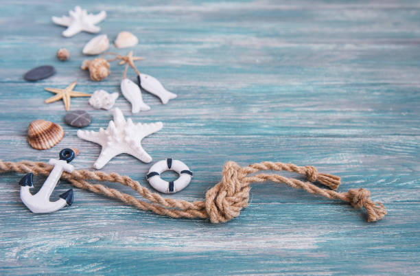 istock Seashells and sea decorations with rope 994751206