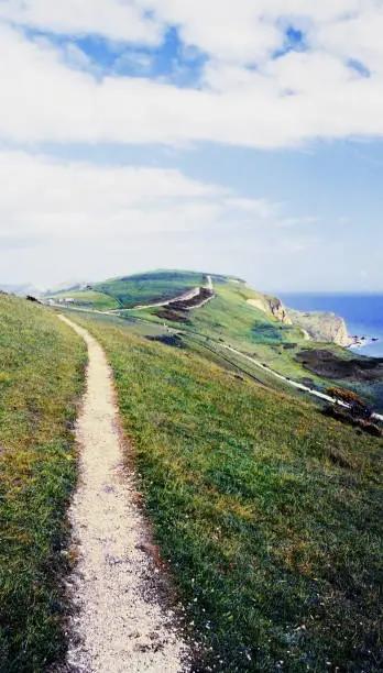 Photo of views from the dorset coast path above hurdle door dorset england uk shot on 35mm colour film with a leica camera