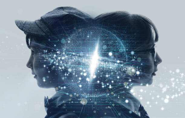 Fusion concept of children. Fusion concept of children. (Boy and girl are the same person) kids goal setting stock pictures, royalty-free photos & images