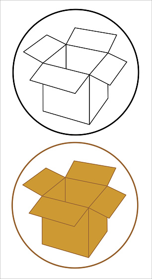 Open cardboard box set icon. EPS10 vector