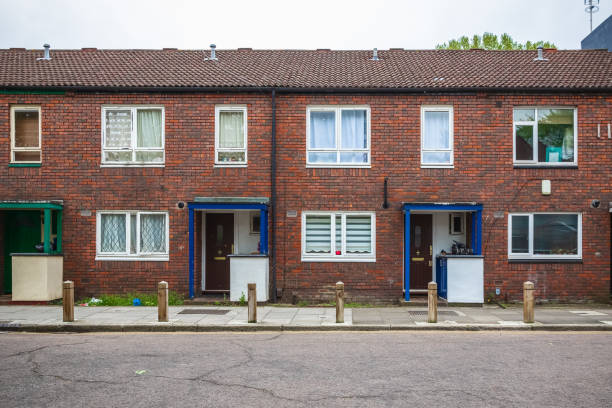 Council terrace houses around Hackney in London