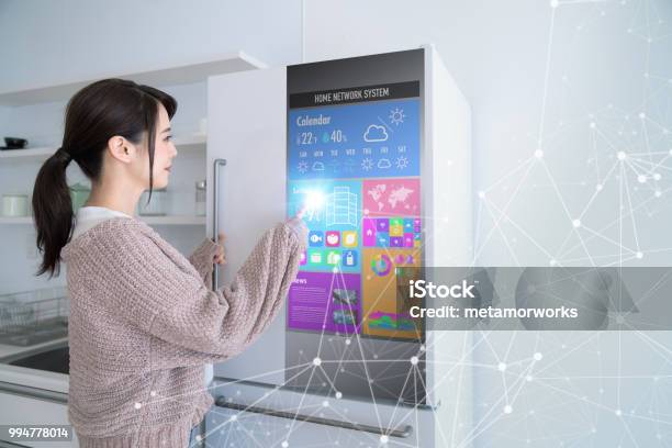 Smart Refrigerator Concept Stock Photo - Download Image Now - Internet of Things, Intelligence, Refrigerator