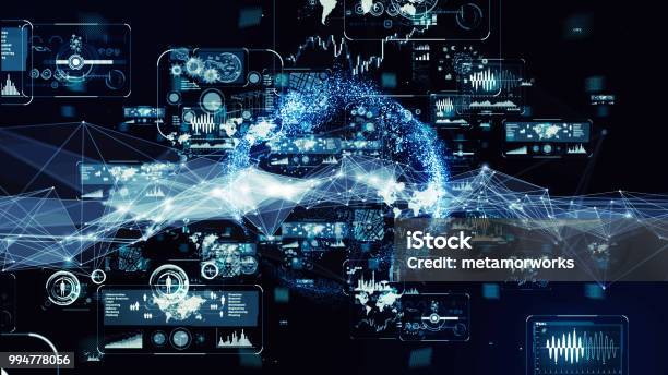 Global Communication Network Concept Stock Photo - Download Image Now - Digitally Generated Image, Digital Display, Data