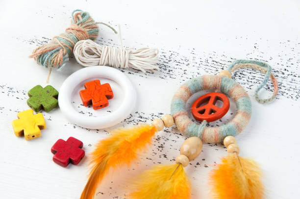 istock Bright dream catcher with an orange peace sign 994789940