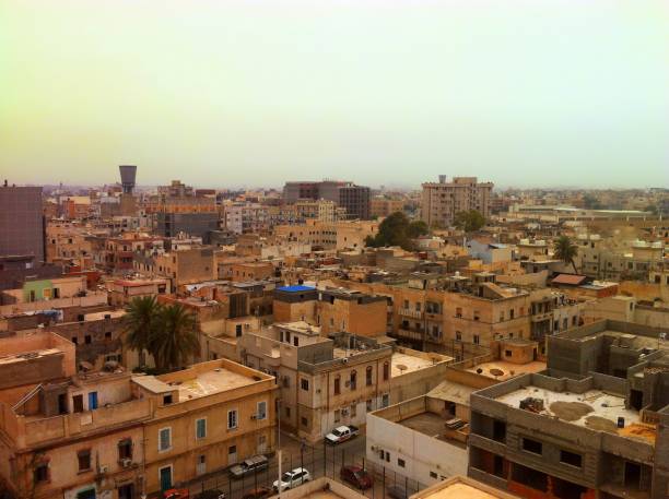 vista aerea da tripoli, libia. - libya tripoli libya libyan culture roof foto e immagini stock