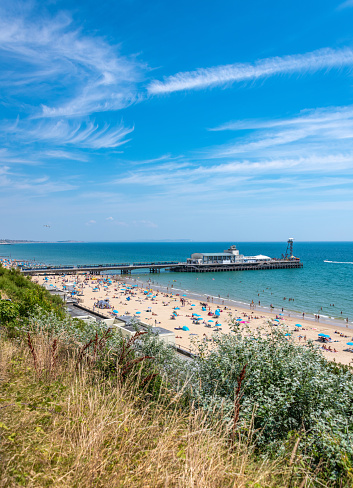 Bournemouth seafront and pier in the summer.