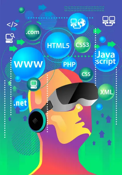 Vector illustration of VR for web coder