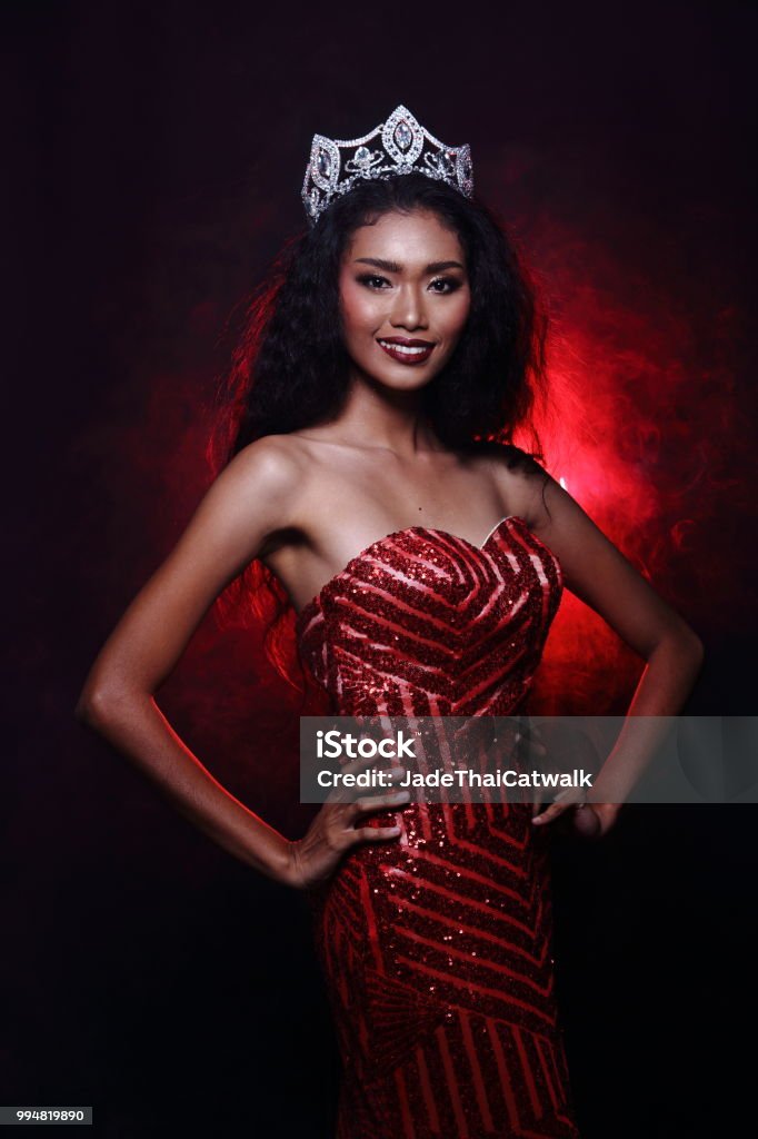 Miss Pageant Contest In Evening Ball Gown Long Ball Dress With Diamond  Crown Fashion Make Up Hair Style Stock Photo - Download Image Now - iStock