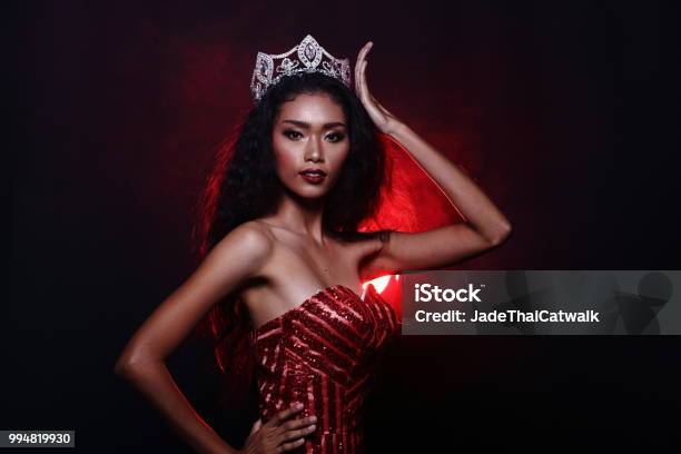 Miss Pageant Contest In Evening Ball Gown Long Ball Dress With Diamond  Crown Fashion Make Up Hair Style Stock Photo - Download Image Now - iStock