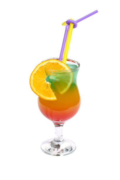 arco iris cocktail - cóctel exótico - drink umbrella cocktail glass isolated fotografías e imágenes de stock