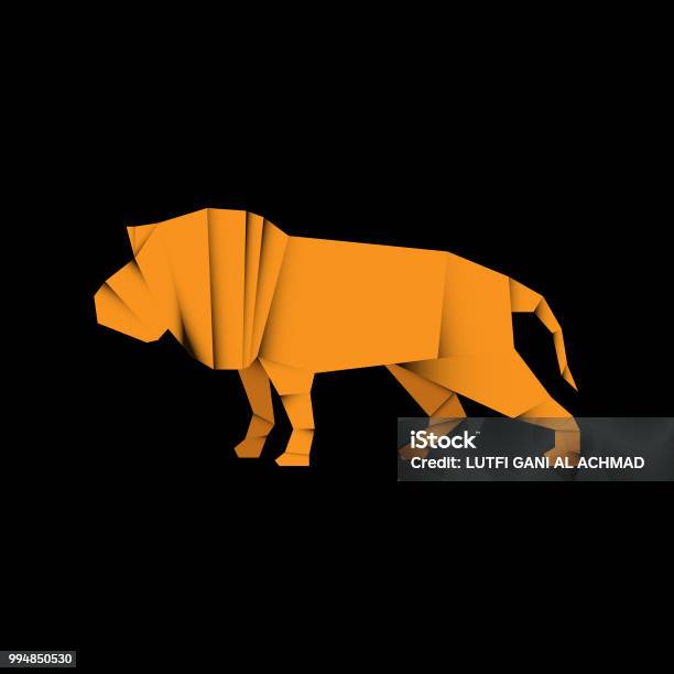 Animal Lion Origami Paper Style Art Stock Illustration - Download Image Now - Lion - Feline, Paper, Tiger