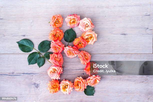 B Roses Flower Alphabet Isolated On Gray Wooden Background Flat Lay Stock  Photo - Download Image Now - iStock