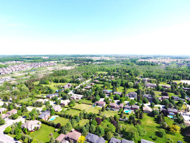 istock Small town on aerial view in summer, Ontario, Canada 994878724