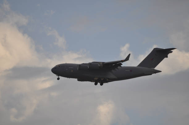 istock Military transport aircraft in flight 994891264