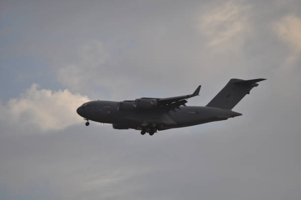 istock Military transport aircraft in flight 994891266
