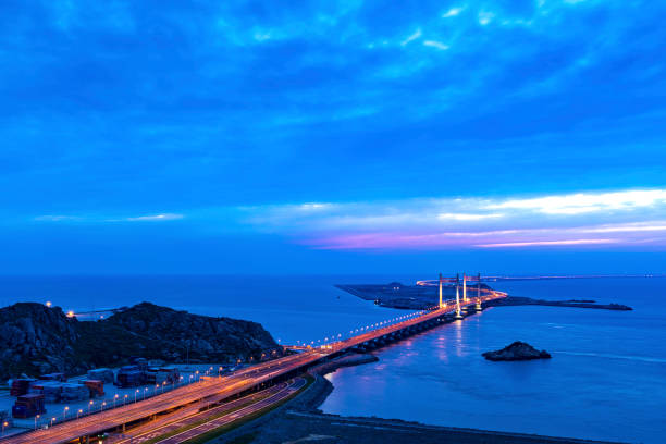 View of donghai bridge at sunset,shanghai,china.