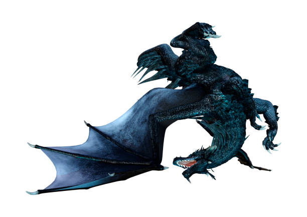 istock 3D illustration black fairy tale dragon on white 994917558