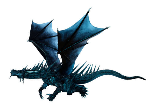 istock 3D illustration black fairy tale dragon on white 994917562