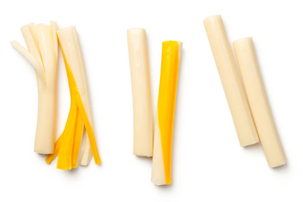 String Cheese Isolated on White Background String cheese isolated on white background. Top view sticky photos stock pictures, royalty-free photos & images